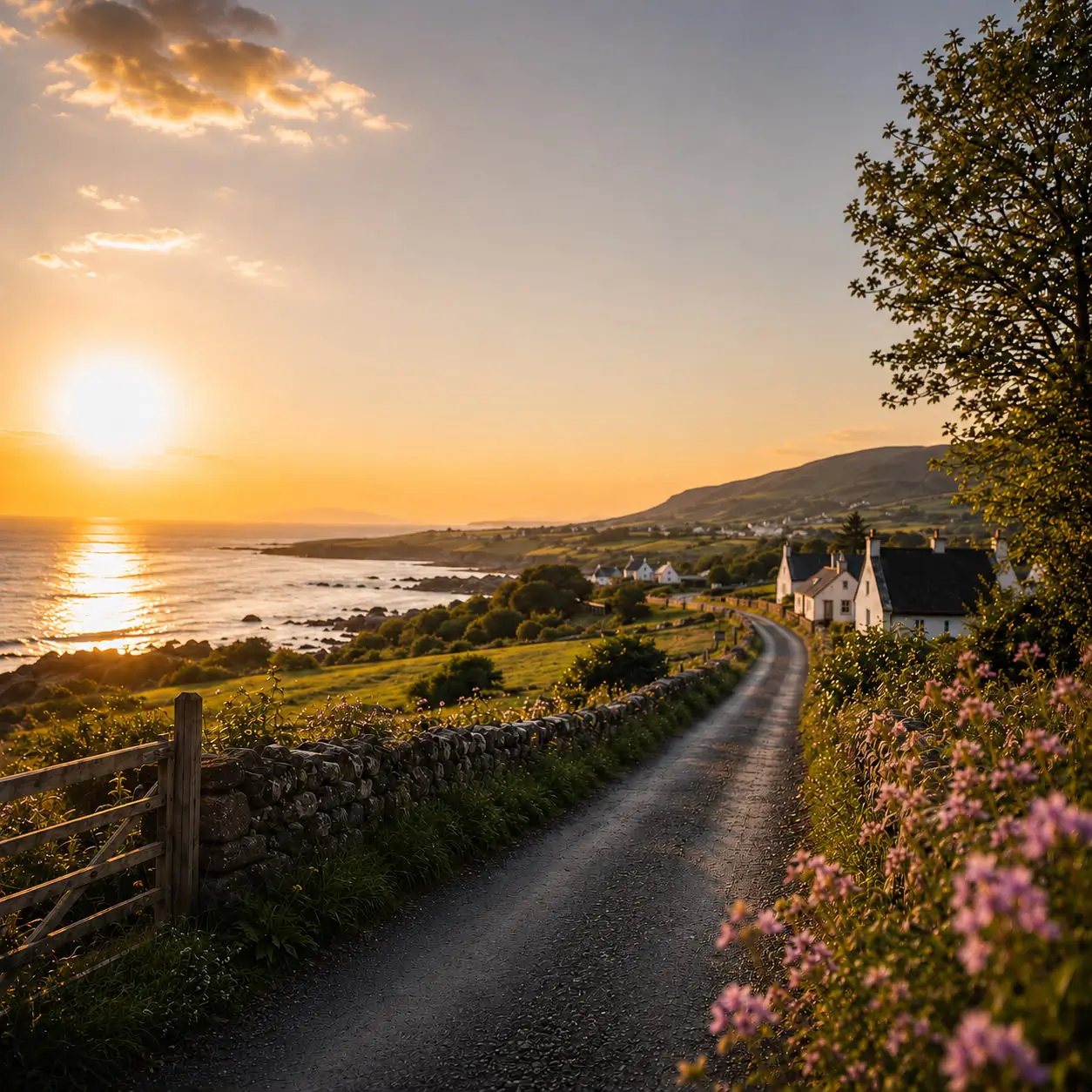 A beautiful sea view road with a house beside